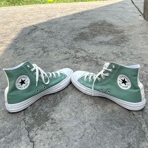 Custom sage green and white Converse